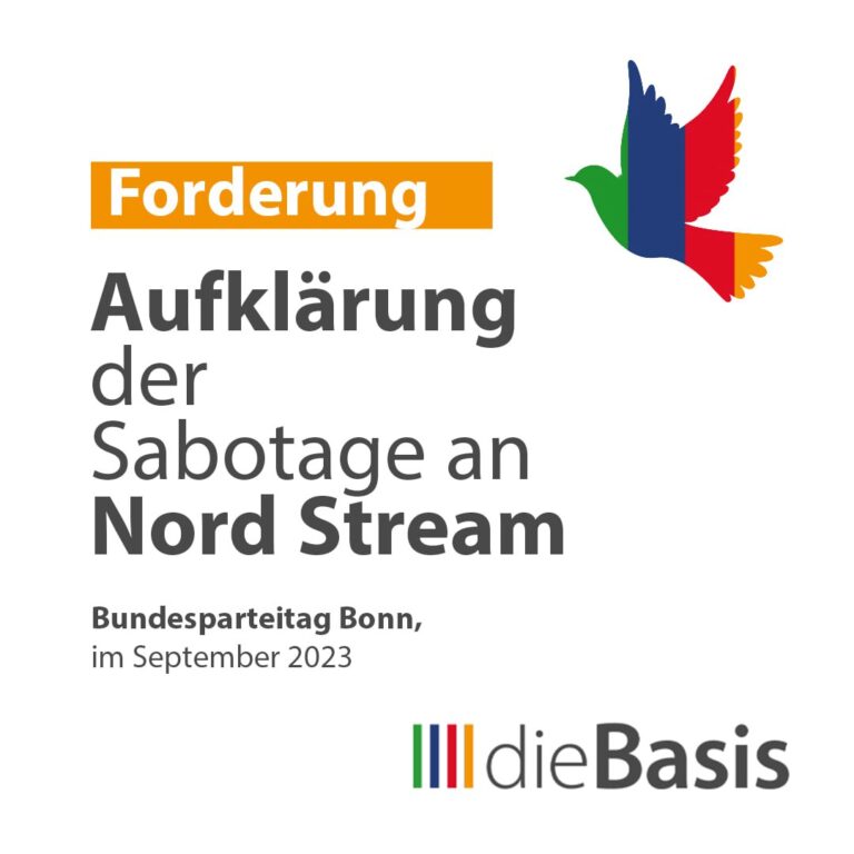 Forderung: Aufklärung der Sabotage an Nord Stream