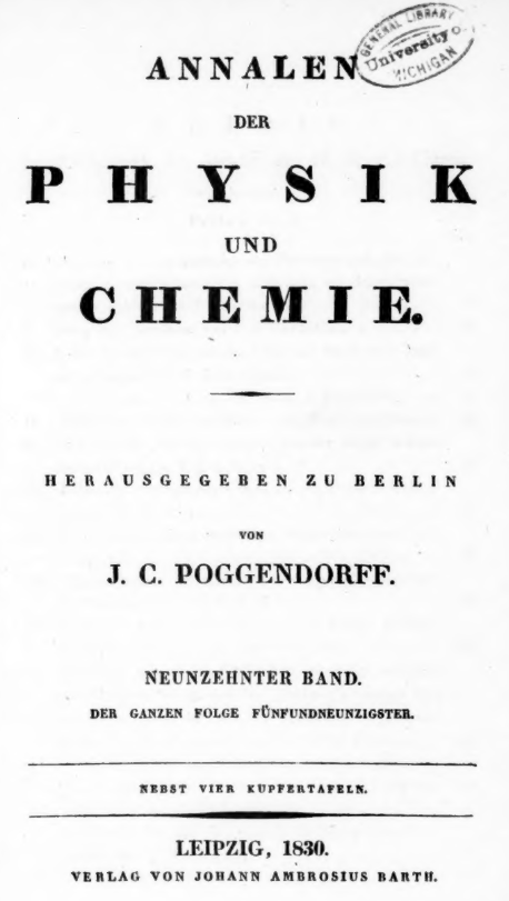 Quellenverzeichnis zum Wahlprogramm zur Bundestagswahl 2025 - Annalen der Physik Poggendorf 1830