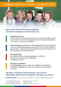 Flyer Veranstaltung: Ist mein Kind fit für die Schule?