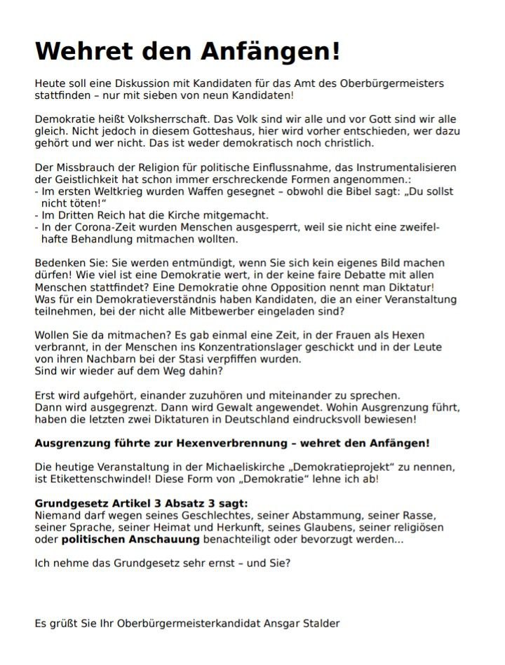 Wehret den Anfängen: Wenn Demokratie zur Inszenierung wird (Bild) Wehret den Anfängen