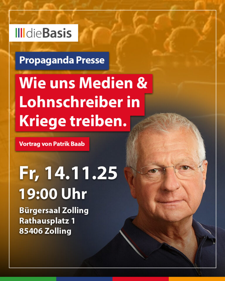 Veranstaltungen (Bild) "Propaganda-Presse – Wie uns Medien und Lohnschreiber in Kriege treiben” mit Patrik Baab