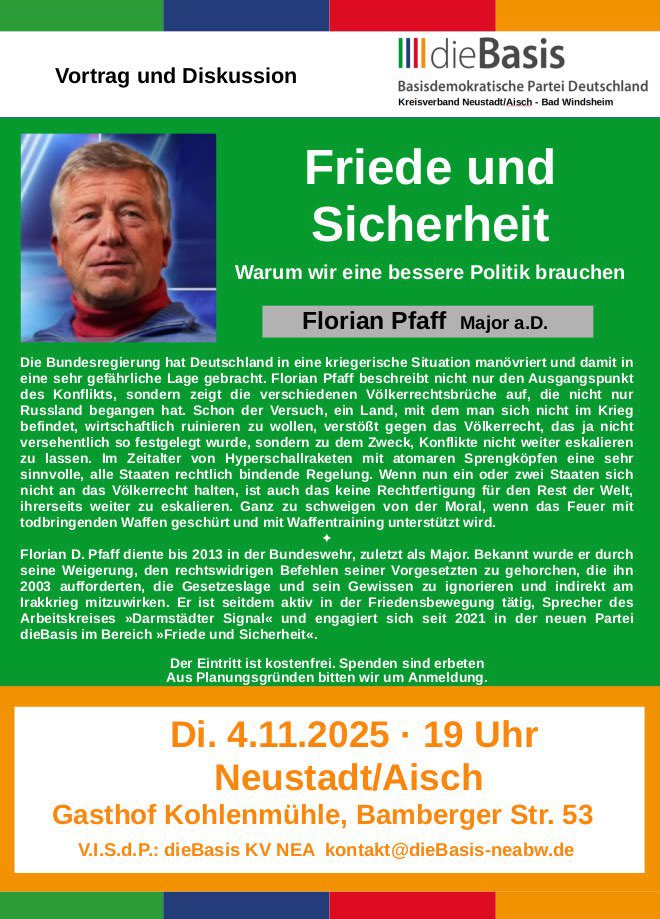 Frieden und Sicherheit – Warum wir eine besser Politik brauchen mit Florian D. Pfaff, Major a.D.