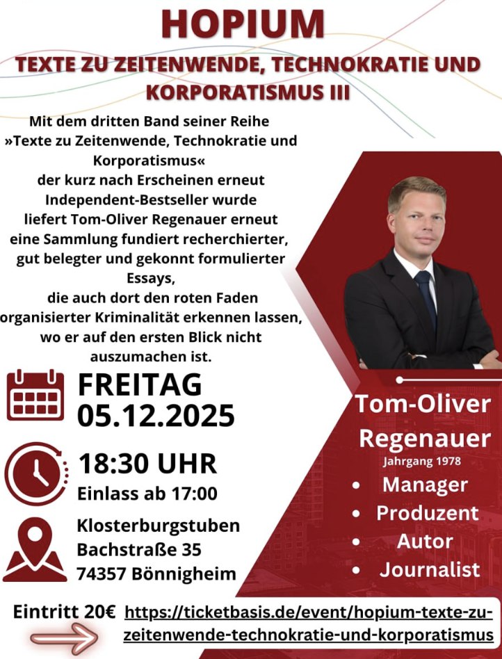Hopium – Tom-Oliver Regeauer in Baden-Württemberg