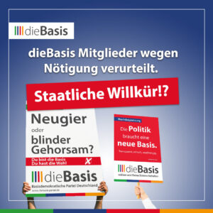 Beitragsbild zum Urteil gegen dieBasis-Mitglieder wegen Nötigung