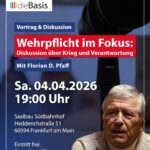 Friedenslauf, Kundgebung mit anschließendem Vortrag von Florian Pfaff in Frankfurt a.M. am 4. April 2026
