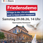 dieBasis Friedensdemo mit Umzug am 29. August 2026 in Hannover