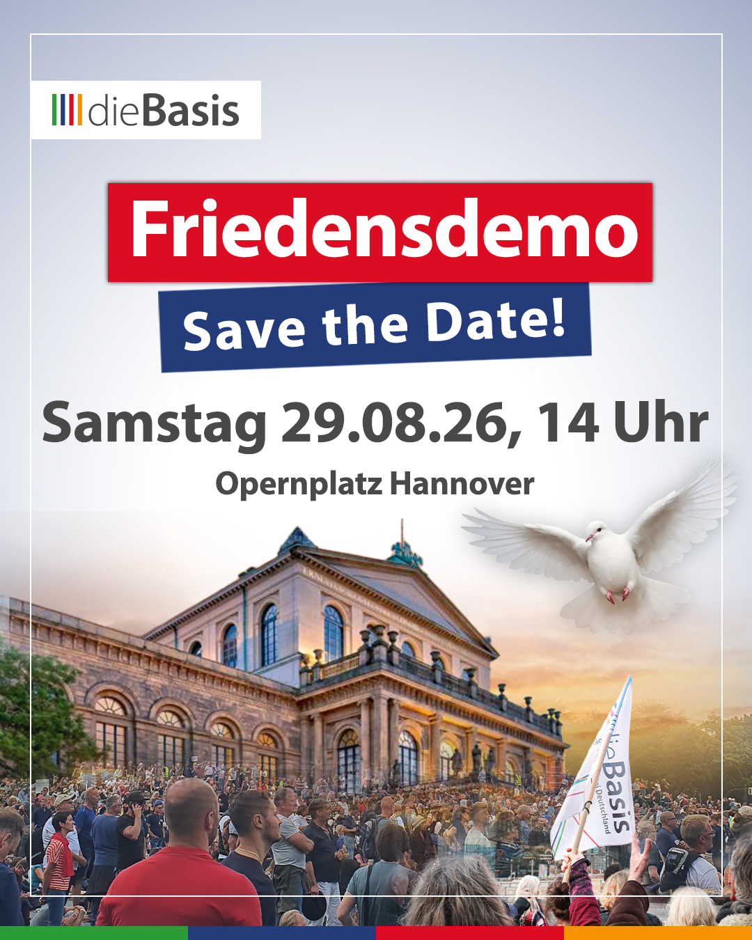 dieBasis Friedensdemo mit Umzug am 29. August 2026 in Hannover