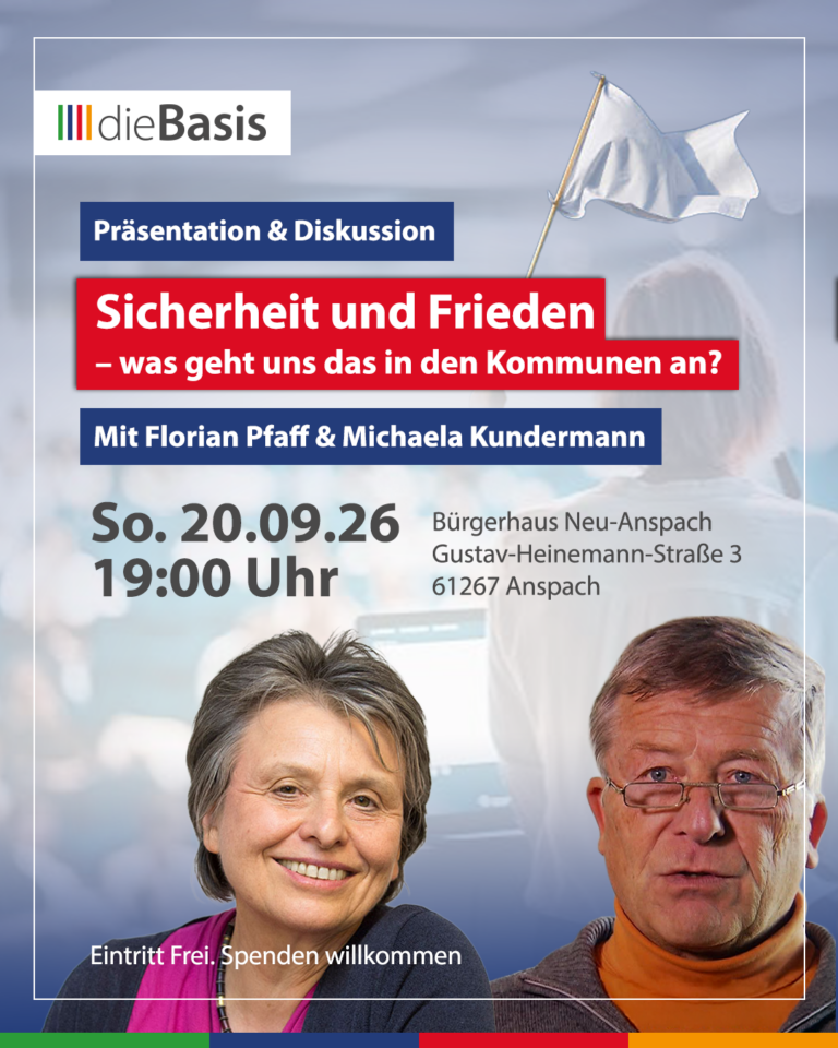 Veranstaltungen (Bild) Sicherheit und Frieden – was geht uns das in den Kommunen an? Mit Florian Pfaff und Michaele Kundermann
